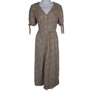 Romantic Hut Women's button-up V-neck Tie Cuff Midi Dress L